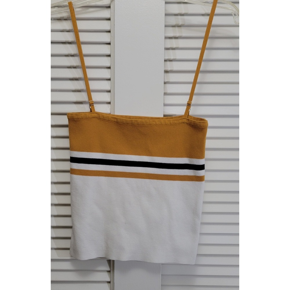 Striped Knit Cropped Spaghetti Strap Tank Top